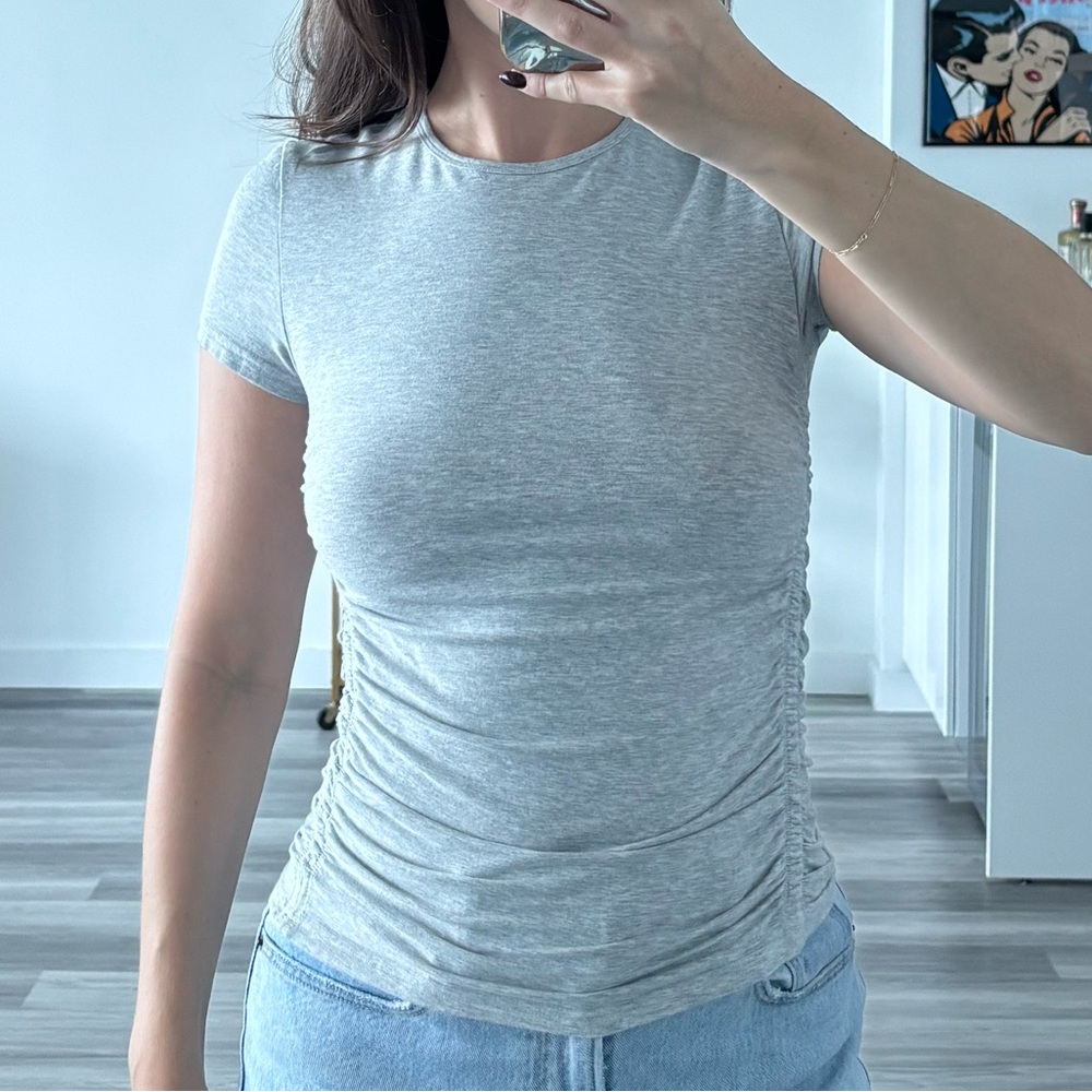 Grey Cinched Waist Top